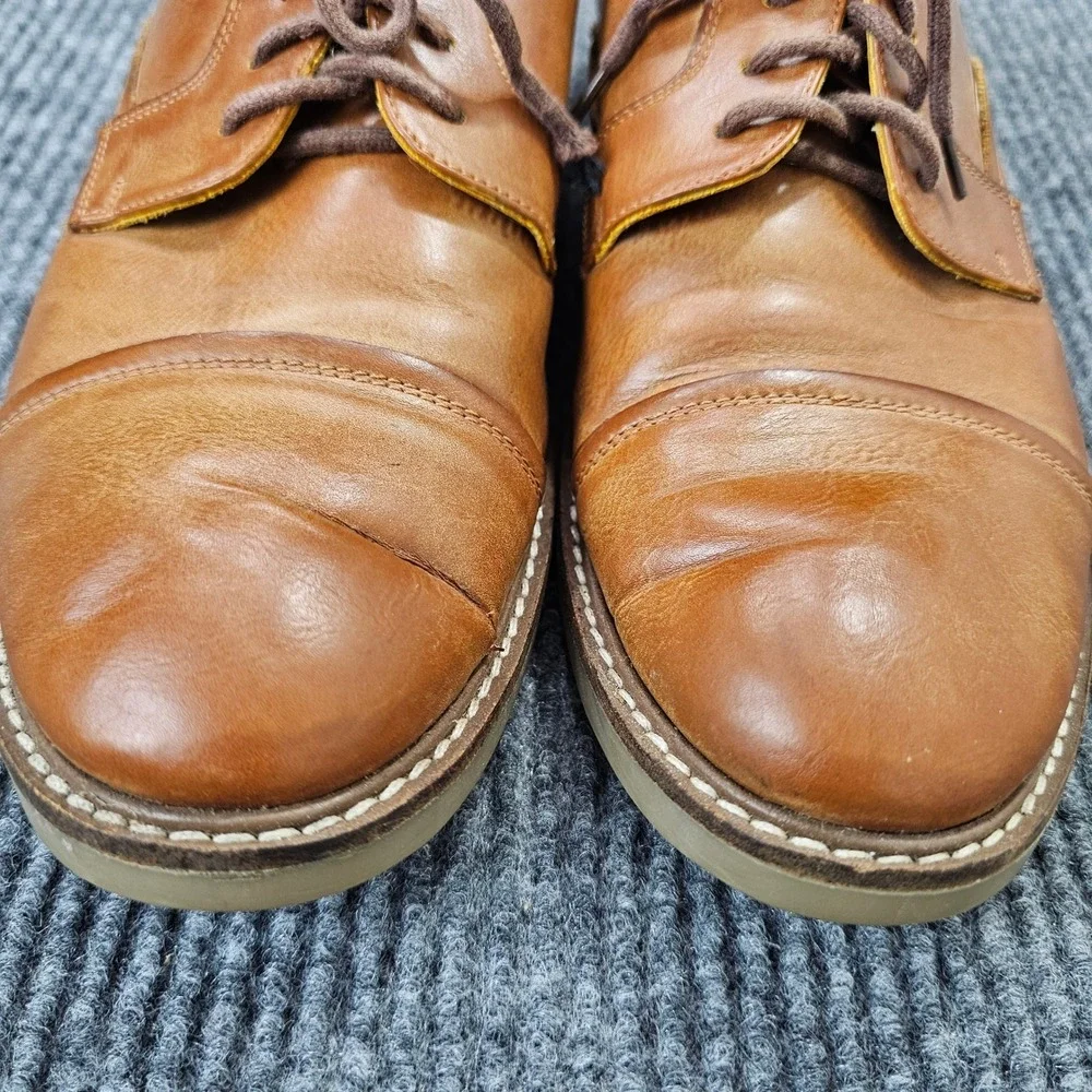 Ben Sherman Oxford Mens 9.5 Tan Cap Toe Lace Up Casual Dress Shoes Classic Mod